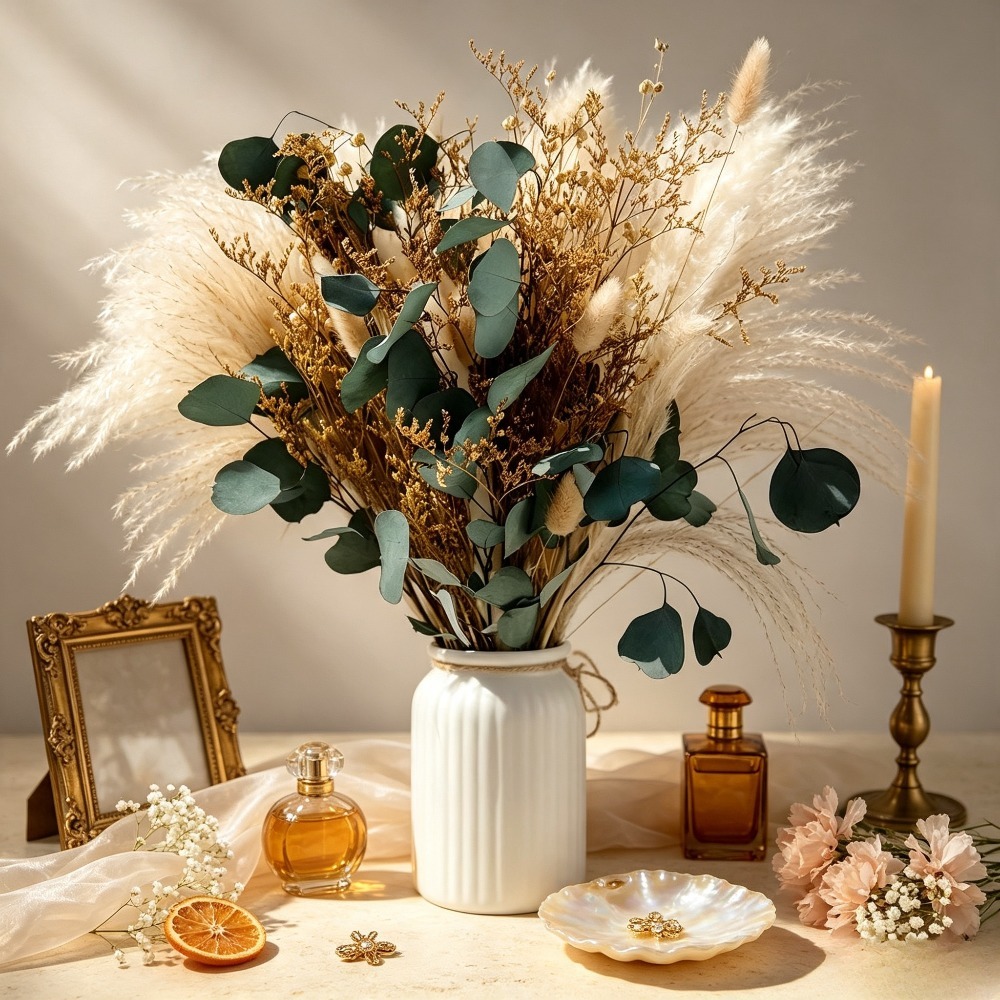 Eucalyptus Preserved - باقة عشب البامباس المجفف الطبيعي، أوراق