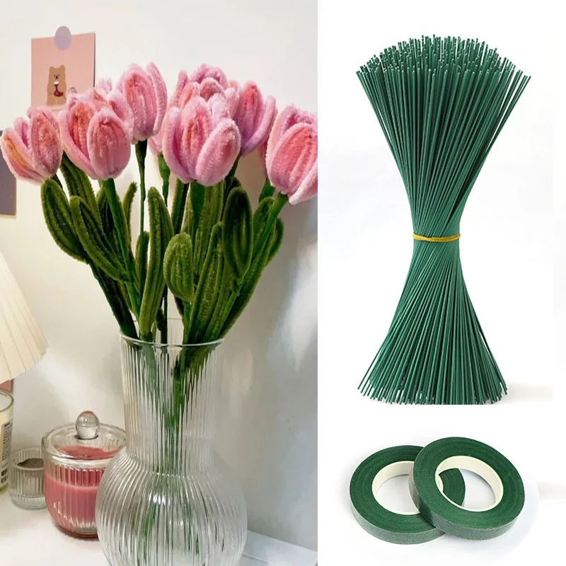 Florist Supply Bulk - زهرة اصطناعية الجذعية سلك زهرة القطب