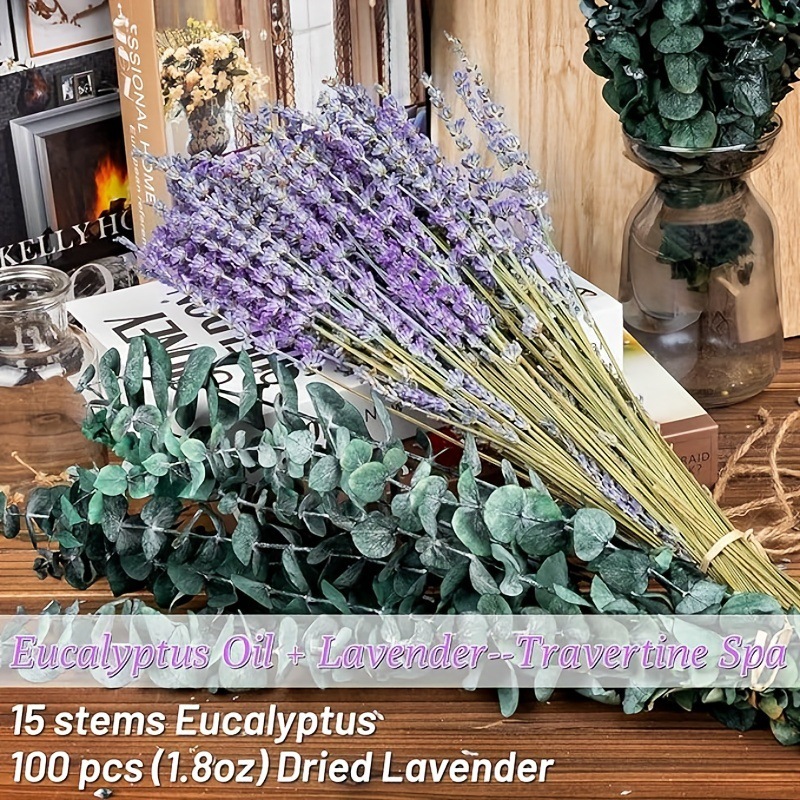Eucalyptus Preserved - باقة زهور اللافندر والأوكالبتوس المجففة والمحفوظة