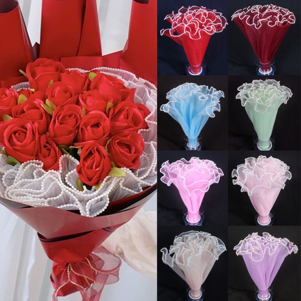 شريط دانتيل شبكي مموج باللؤلؤ  - مراجعة Florist Supply House وسعره